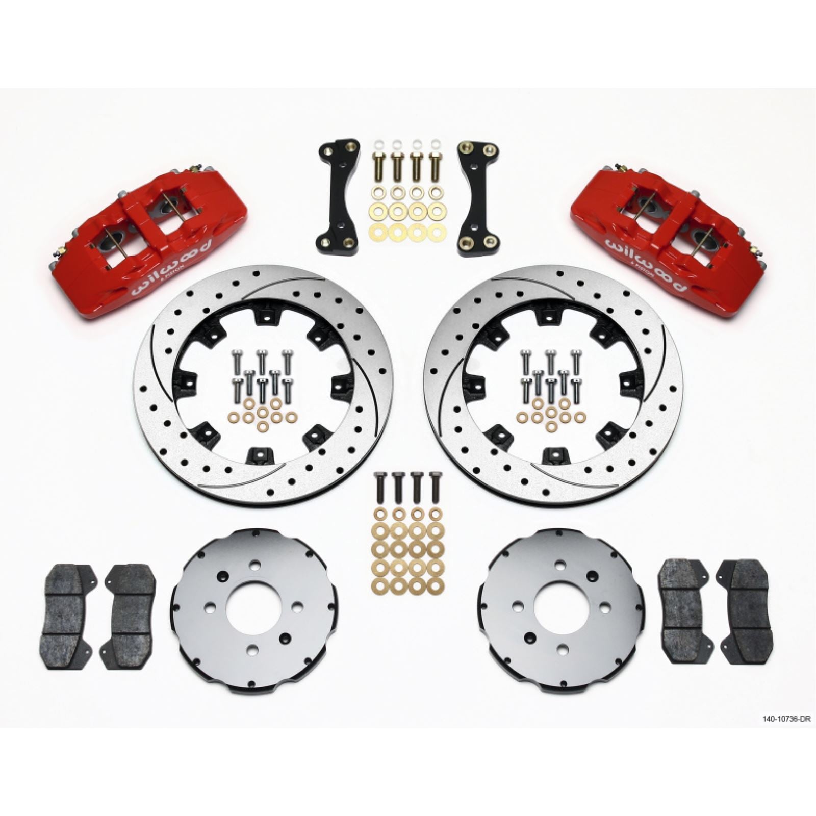 Wilwood Dynapro 6 Front Hat Kit 12.19in Drilled - Red for 90-99 Civic [MPN: 140-10736-DR]_1818051