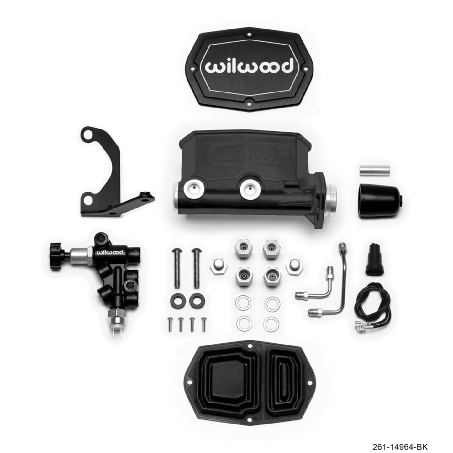Wilwood Compact Tandem M/C - 1.12in Bore - w/Bracket and Valve  [MPN: 261-14964-BK]_1820347
