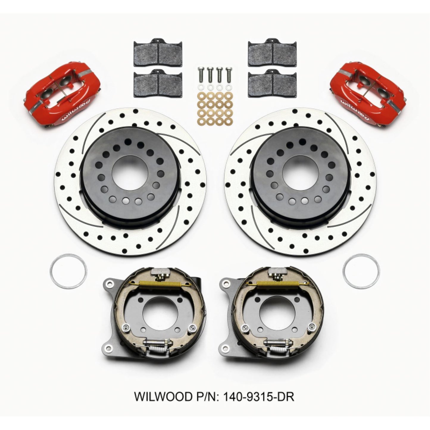 Wilwood Forged Dynalite P/S Park Brake Kit Drilled Red 12 Bolt [MPN: 140-9315-DR]_1818153