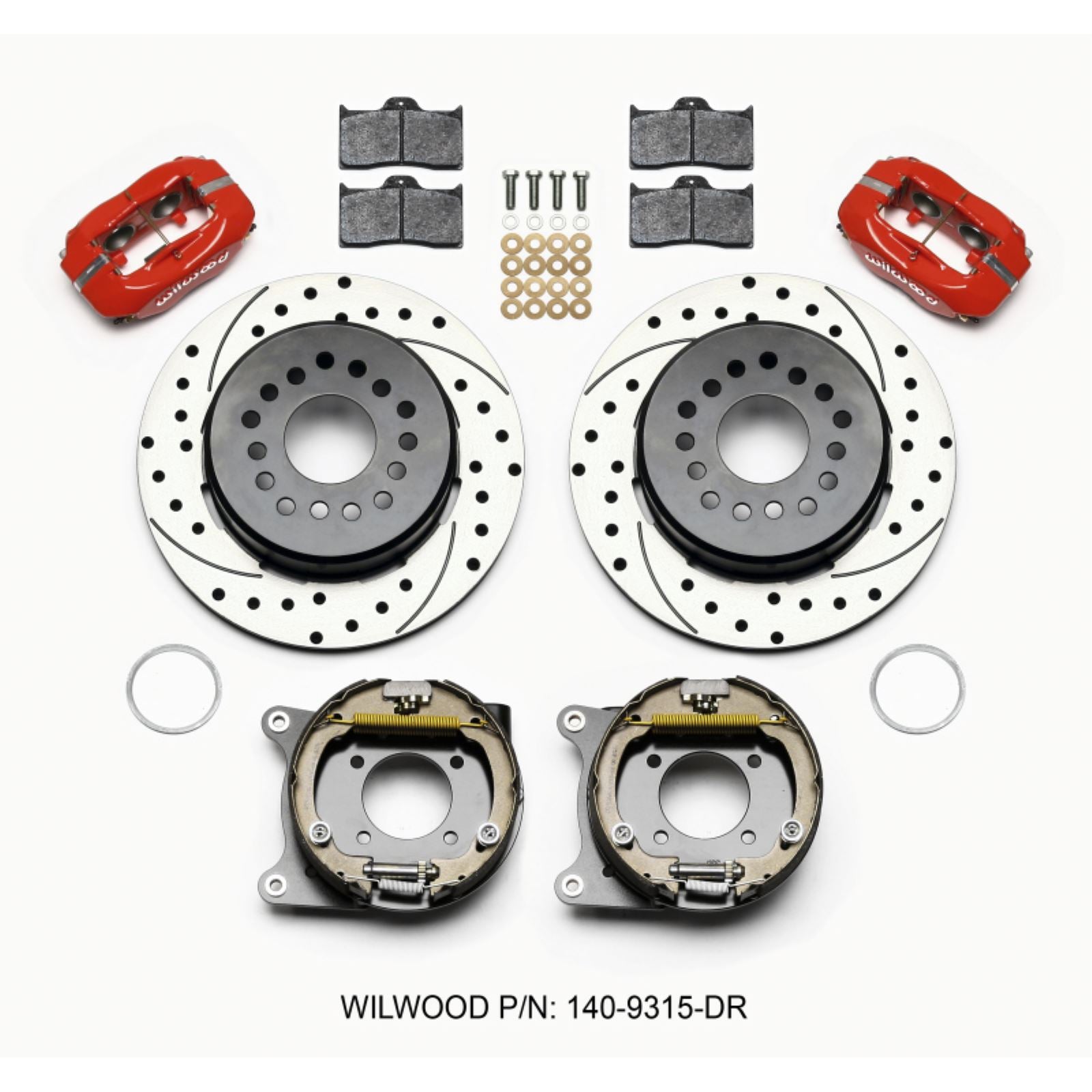 Wilwood Forged Dynalite P/S Park Brake Kit Drilled Red 12 Bolt [MPN: 140-9315-DR]_1818153