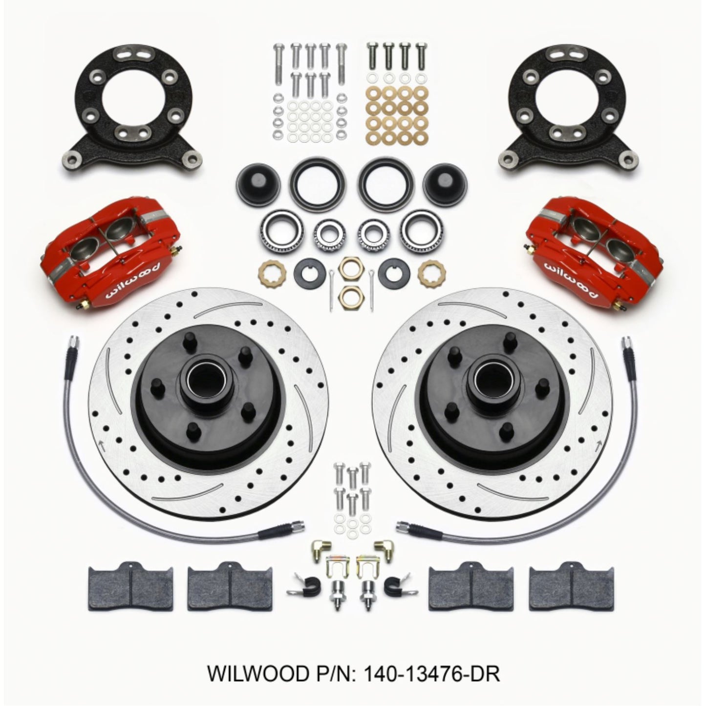 Wilwood Forged Dynalite-M Front Kit - Red for 1965-1969 Mustang Disc & Drum [MPN: 140-13476-DR]_1818179