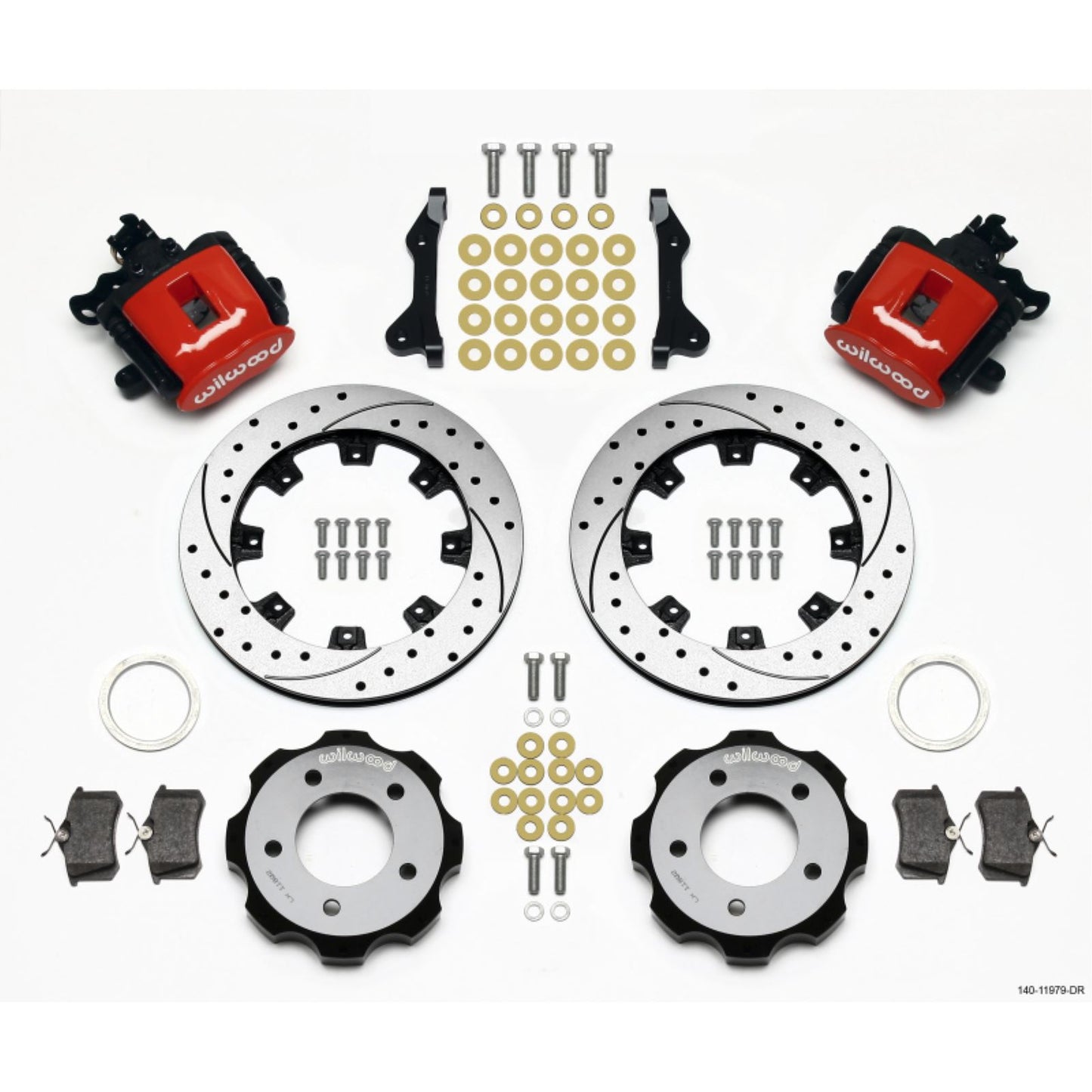 Wilwood Parking Brake Rear Kit 12.19in Drilled Red for 2006-Up Civic/CRZ [MPN: 140-11979-DR]_1818154