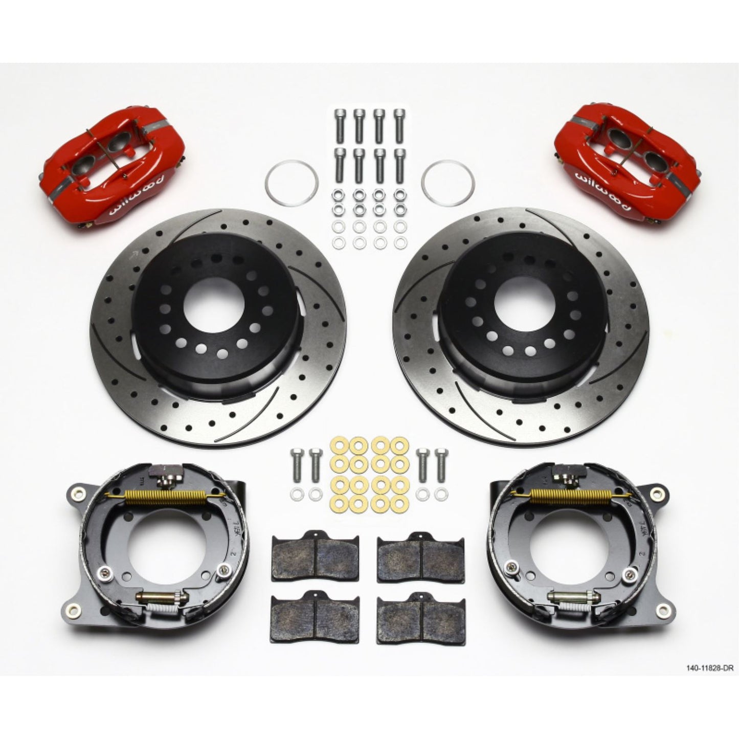 Wilwood Forged Dynalite P/S Park Brake Kit Drill-Red for Impala 59-64 [MPN: 140-11828-DR]_1818173