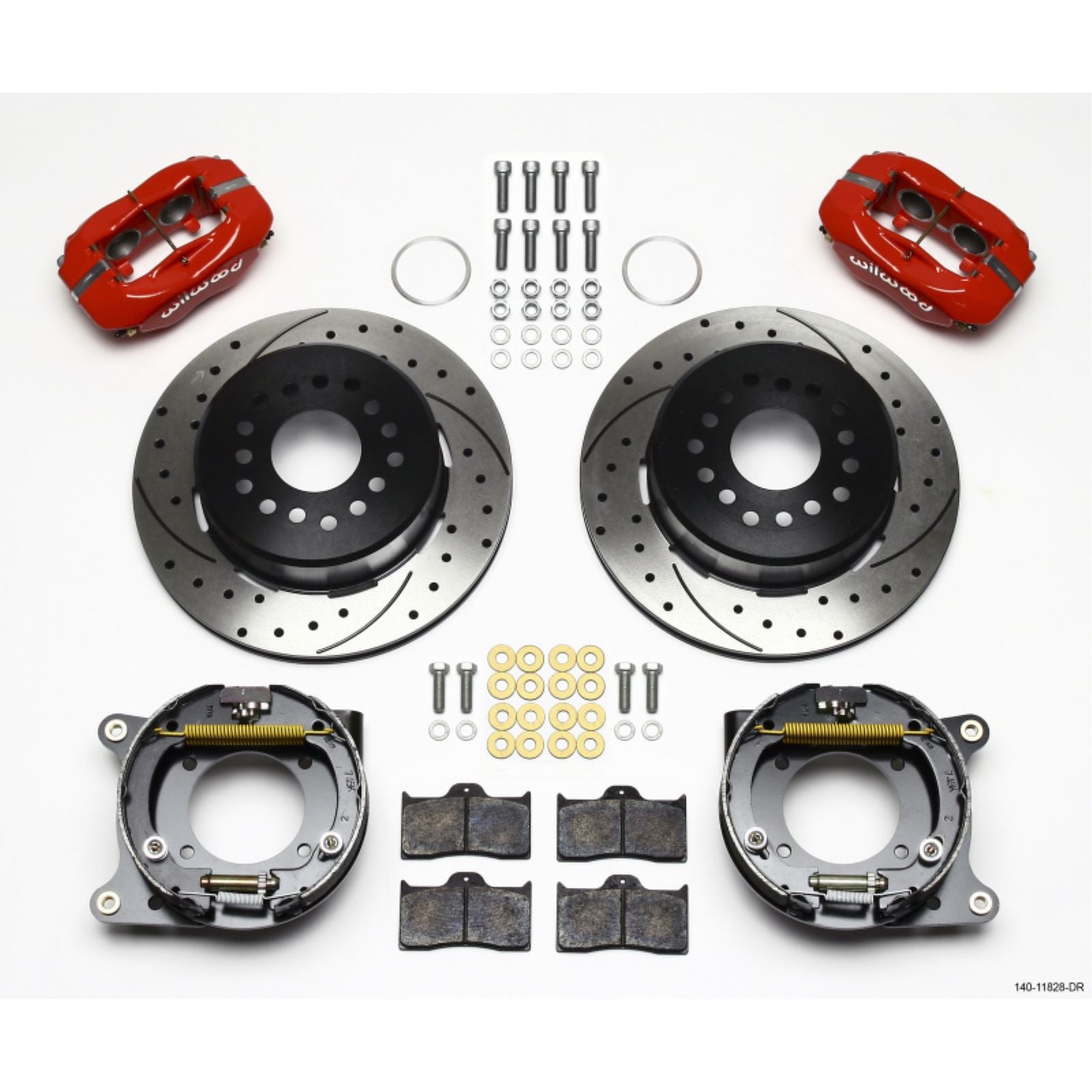 Wilwood Forged Dynalite P/S Park Brake Kit Drill-Red for Impala 59-64 [MPN: 140-11828-DR]_1818173