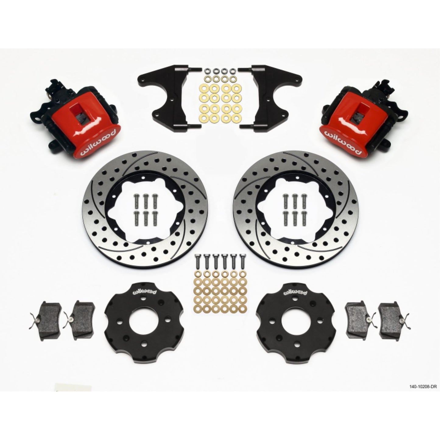 Wilwood Comb Parking Brake Rear Kit 11.00in Drilled Red for Civic/Integra [MPN: 140-10208-DR]_1818195