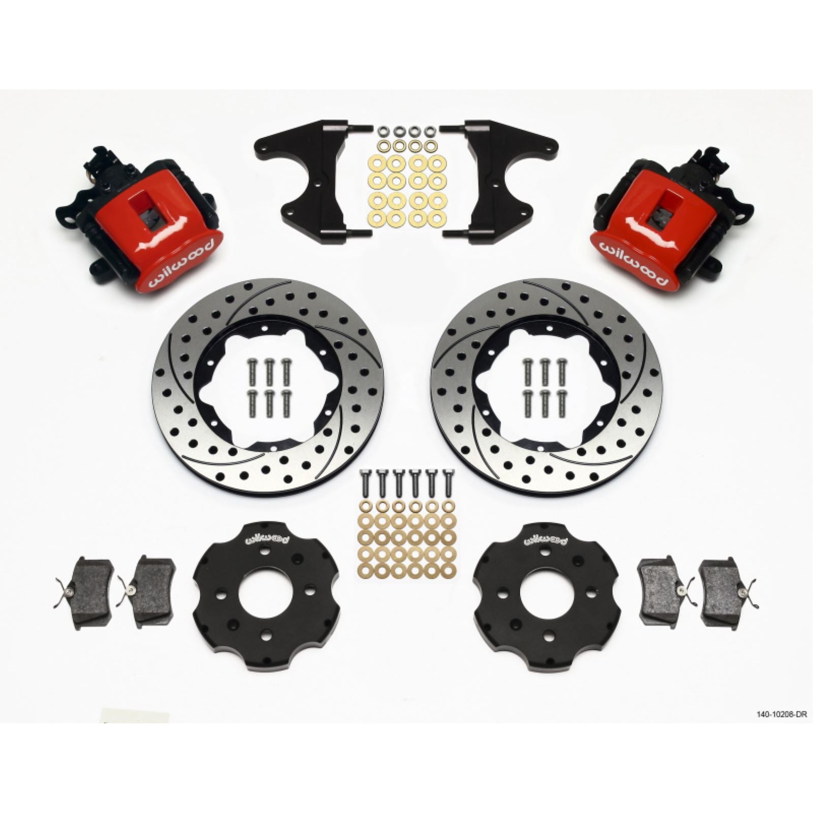 Wilwood Comb Parking Brake Rear Kit 11.00in Drilled Red for Civic/Integra [MPN: 140-10208-DR]_1818195