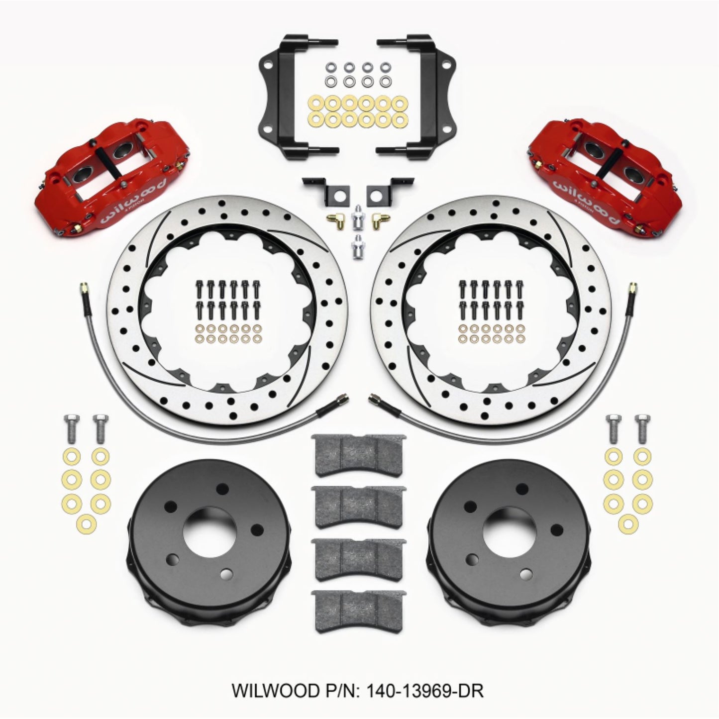 Wilwood Narrow Superlite 4R Rear Kit 12.88in Drilled - Red for 2007-up Jeep [MPN: 140-13969-DR]_1818190