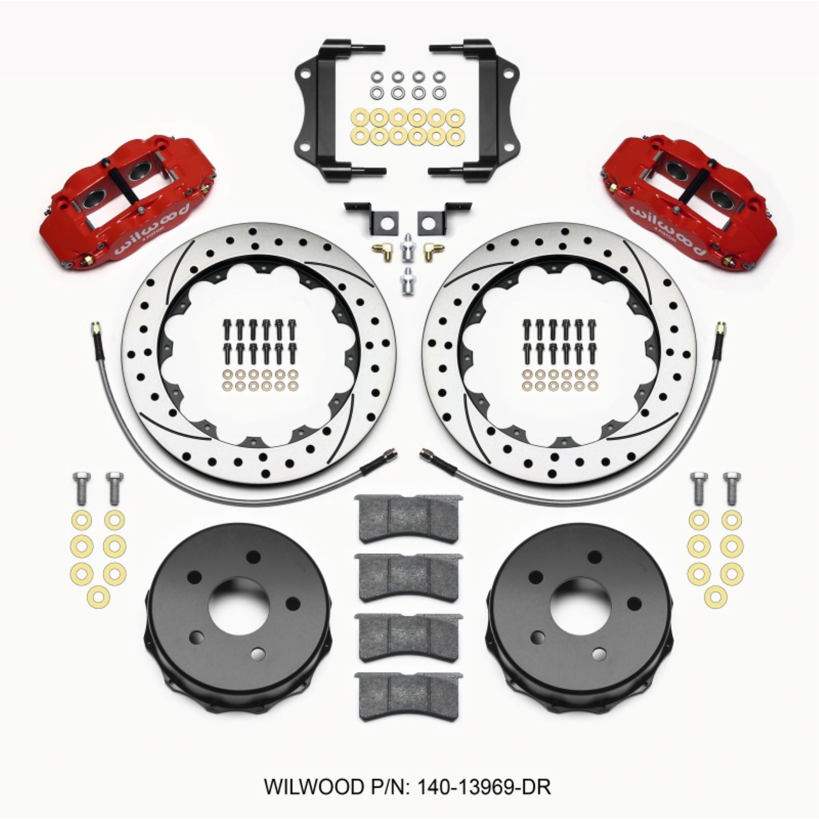 Wilwood Narrow Superlite 4R Rear Kit 12.88in Drilled - Red for 2007-up Jeep [MPN: 140-13969-DR]_1818190