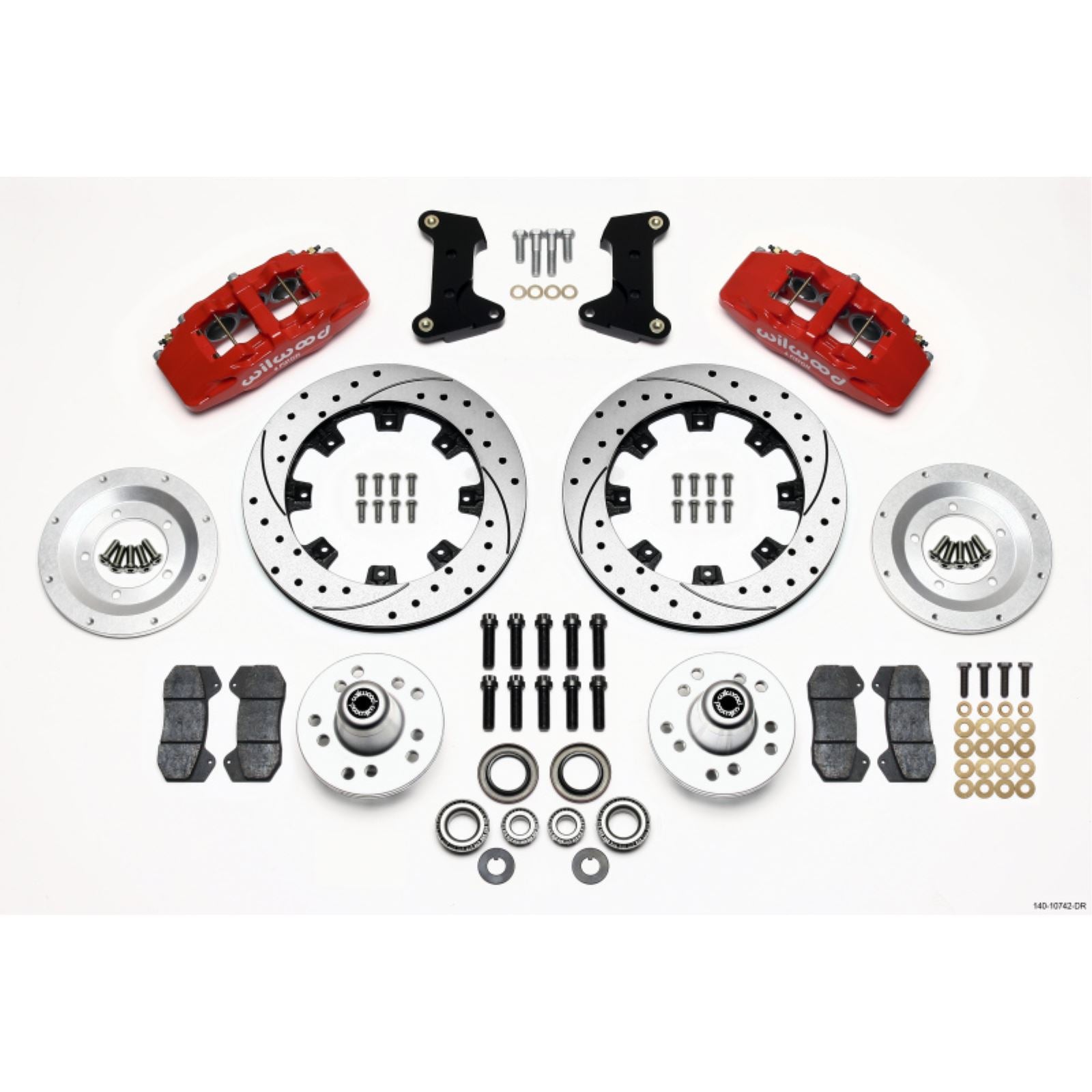Wilwood Dynapro 6 Front Hub Kit 12.19in Drilled Red for 74-80 Pinto/Mustang [MPN: 140-10742-DR]_1818221