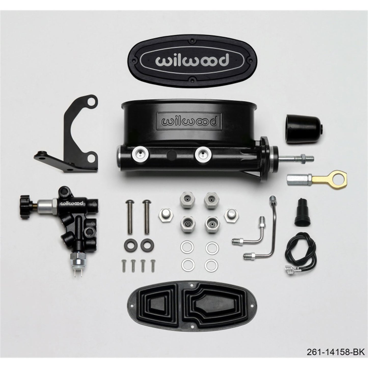 Wilwood HV Tandem M/C Kit w L/H Bracket & Prop Valve for Early Mustang [MPN: 261-14158-BK]_1825825