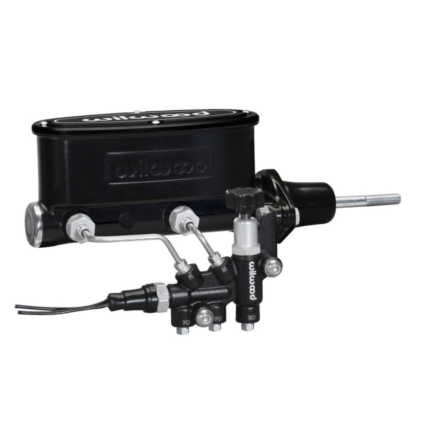 Wilwood HV Tandem M/C Kit w L/H Bracket & Prop Valve - Black-W/Pushrod [MPN: 261-13626-BK]_1818289
