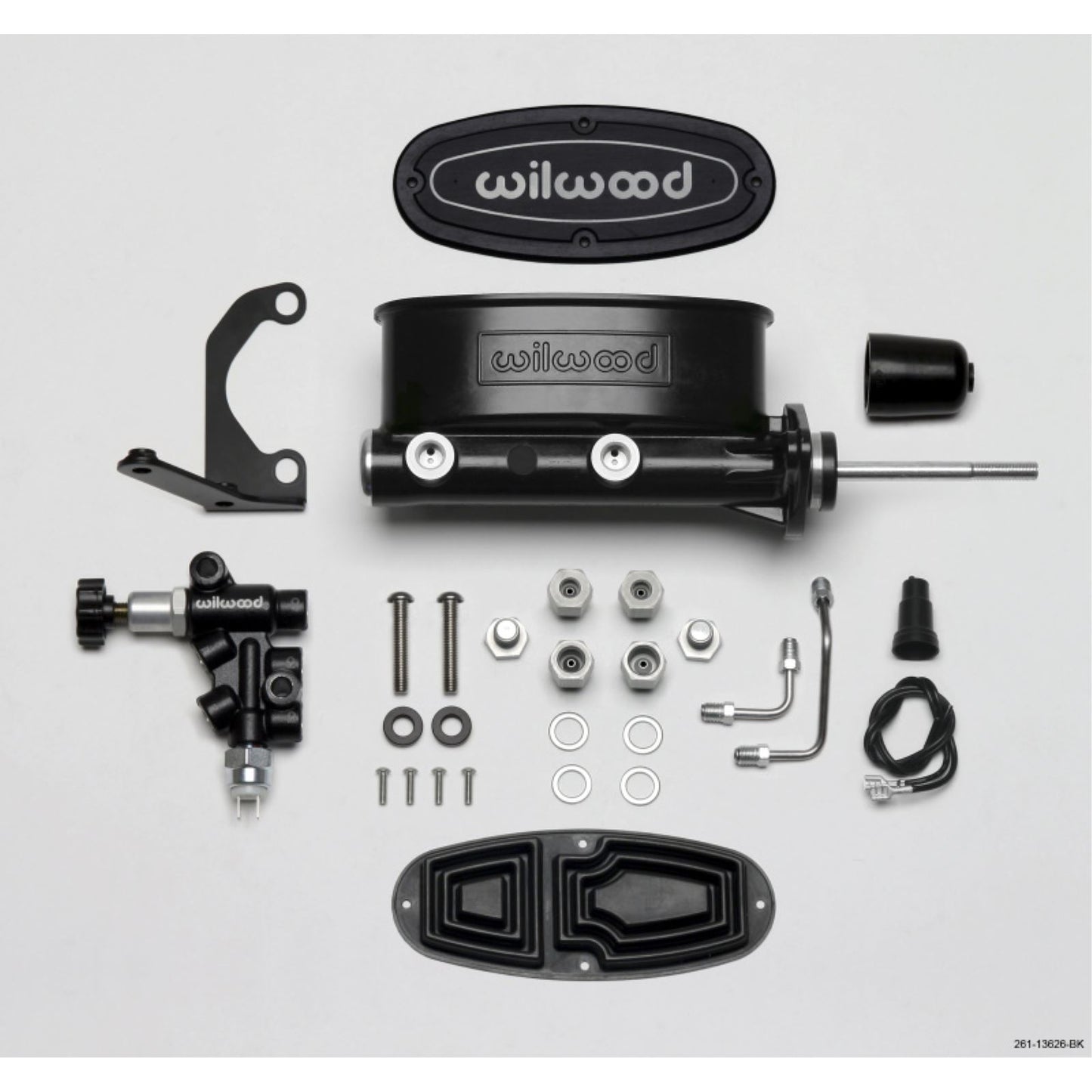 Wilwood HV Tandem M/C Kit w L/H Bracket & Prop Valve - Black-W/Pushrod [MPN: 261-13626-BK]_1818304