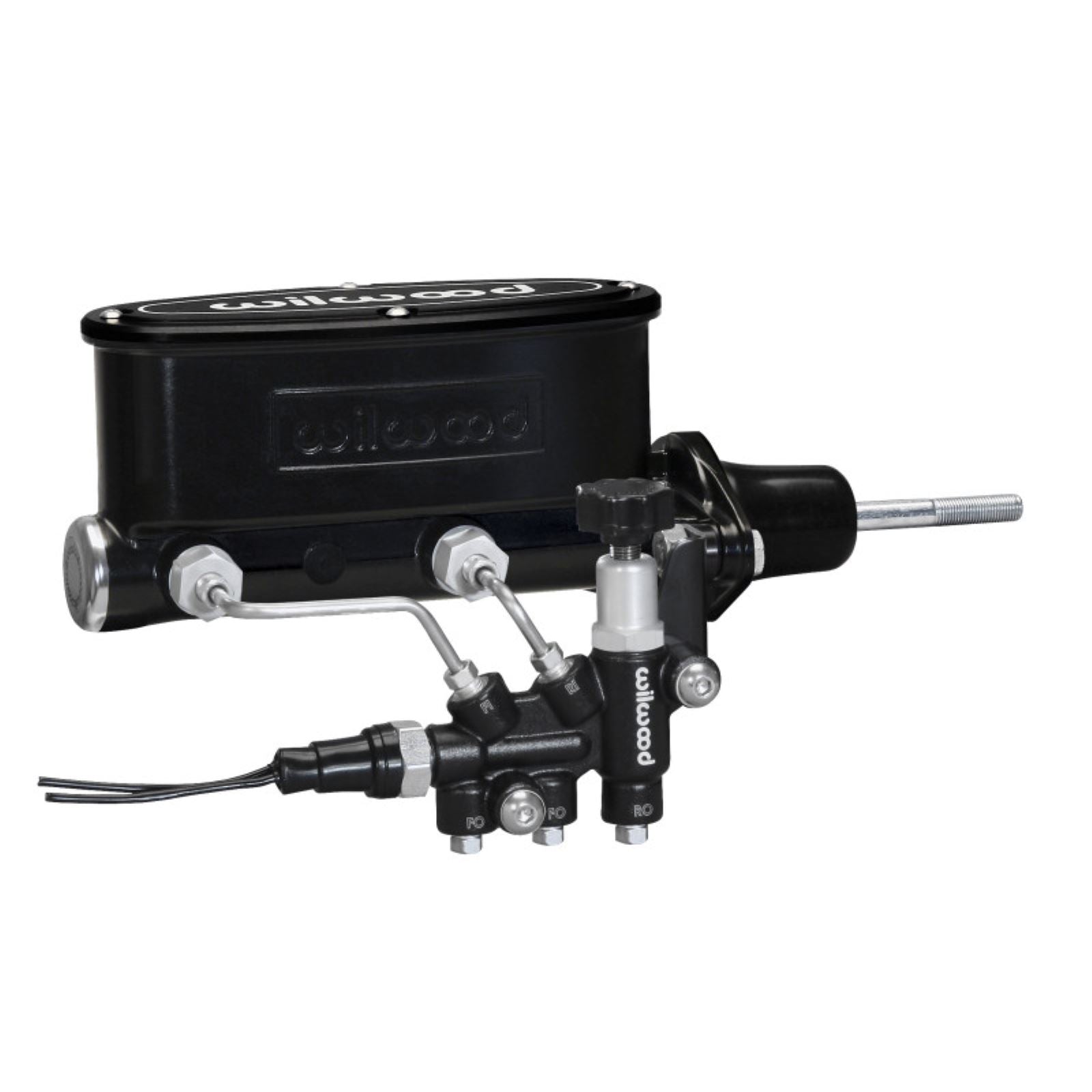 Wilwood HV Tandem M/C Kit w L/H Bracket & Prop Valve - Black-W/Pushrod [MPN: 261-13271-BK]_1818323
