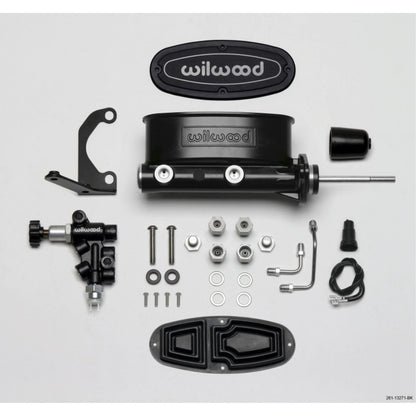 Wilwood HV Tandem M/C Kit w L/H Bracket & Prop Valve - Black-W/Pushrod [MPN: 261-13271-BK]_1818307
