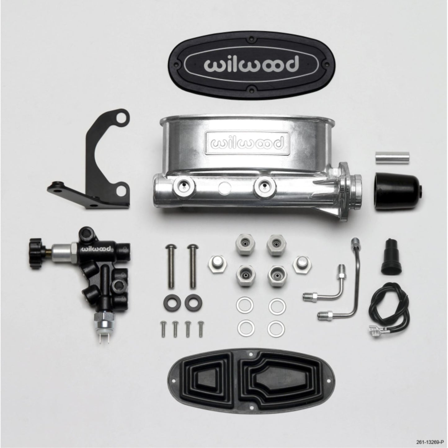 Wilwood HV Tandem M/C Kit w L/H Bracket & Prop Valve 1in Bore Ball Burnished [MPN: 261-13269-P]_1818321