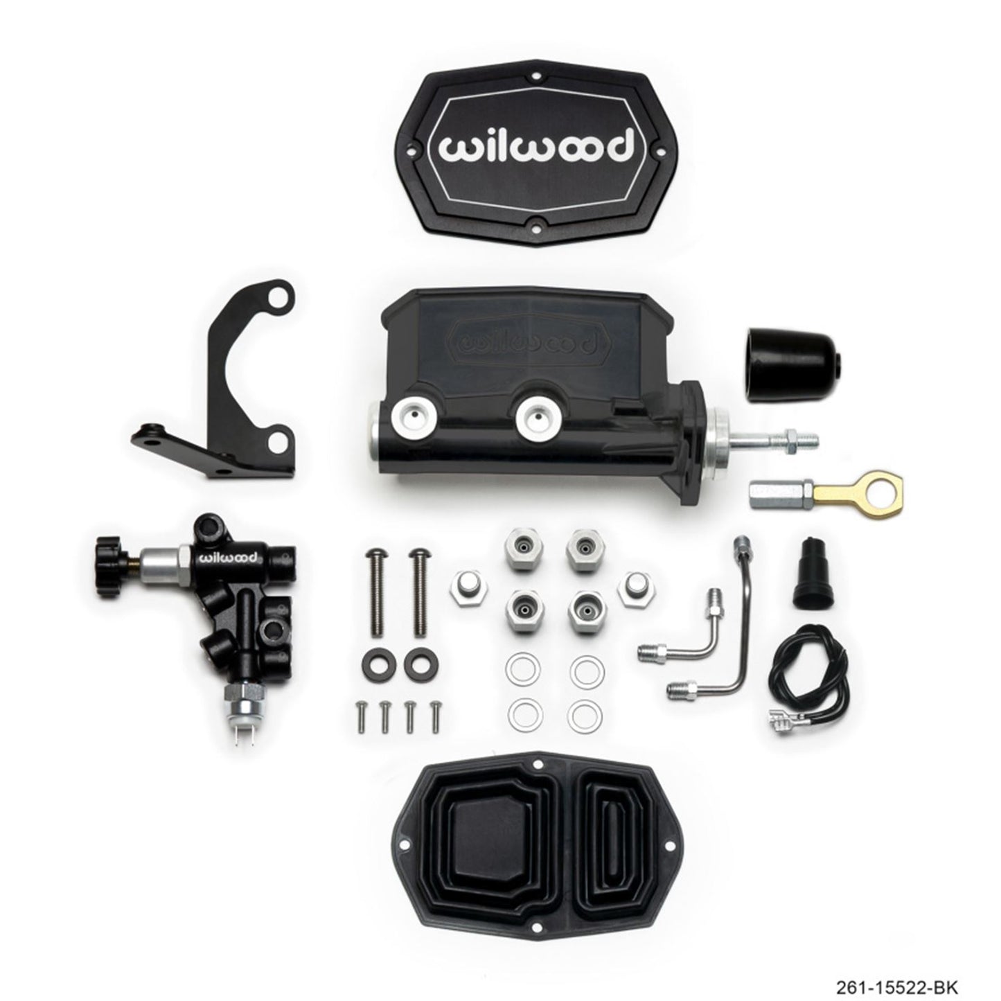 Wilwood Compact Tandem M/C - 7/8in Bore Bracket and Valve fits Mustang  [MPN: 261-15522-BK]_1823549