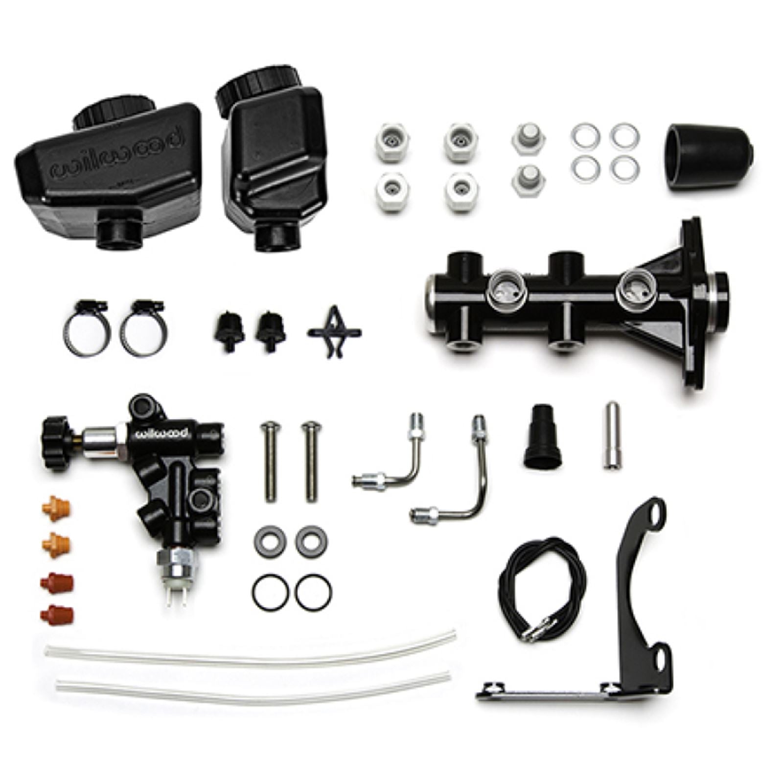 Wilwood Remote Tandem M/C Kit w/Bracket and Valve - 1.12in Bore Black [MPN: 261-16963-BK]_1823369