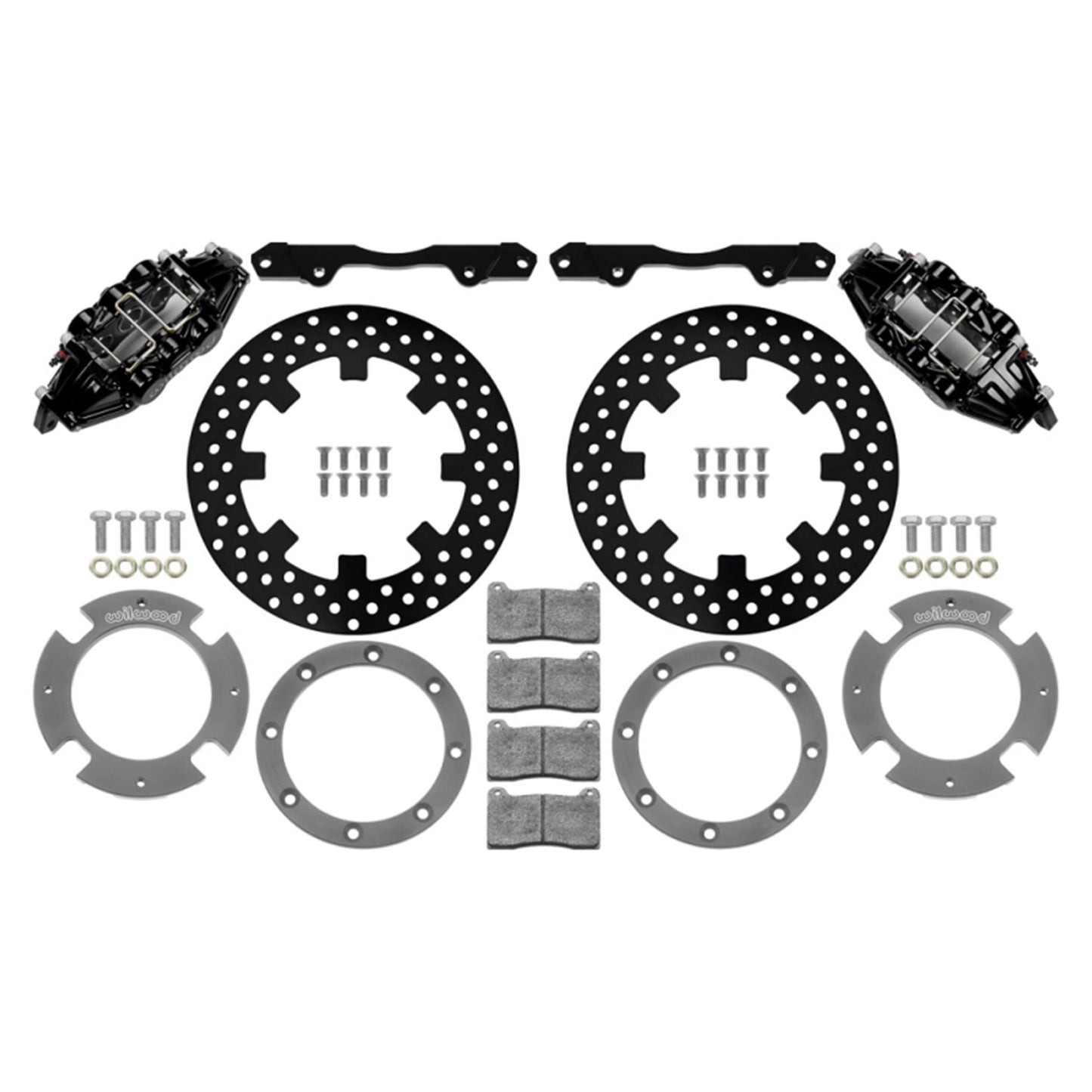 Wilwood 6-Piston Front Kit 11.25in Drilled Rotors for 17-21 CanAm X3RS Black [MPN: 140-16628-D]_1821446
