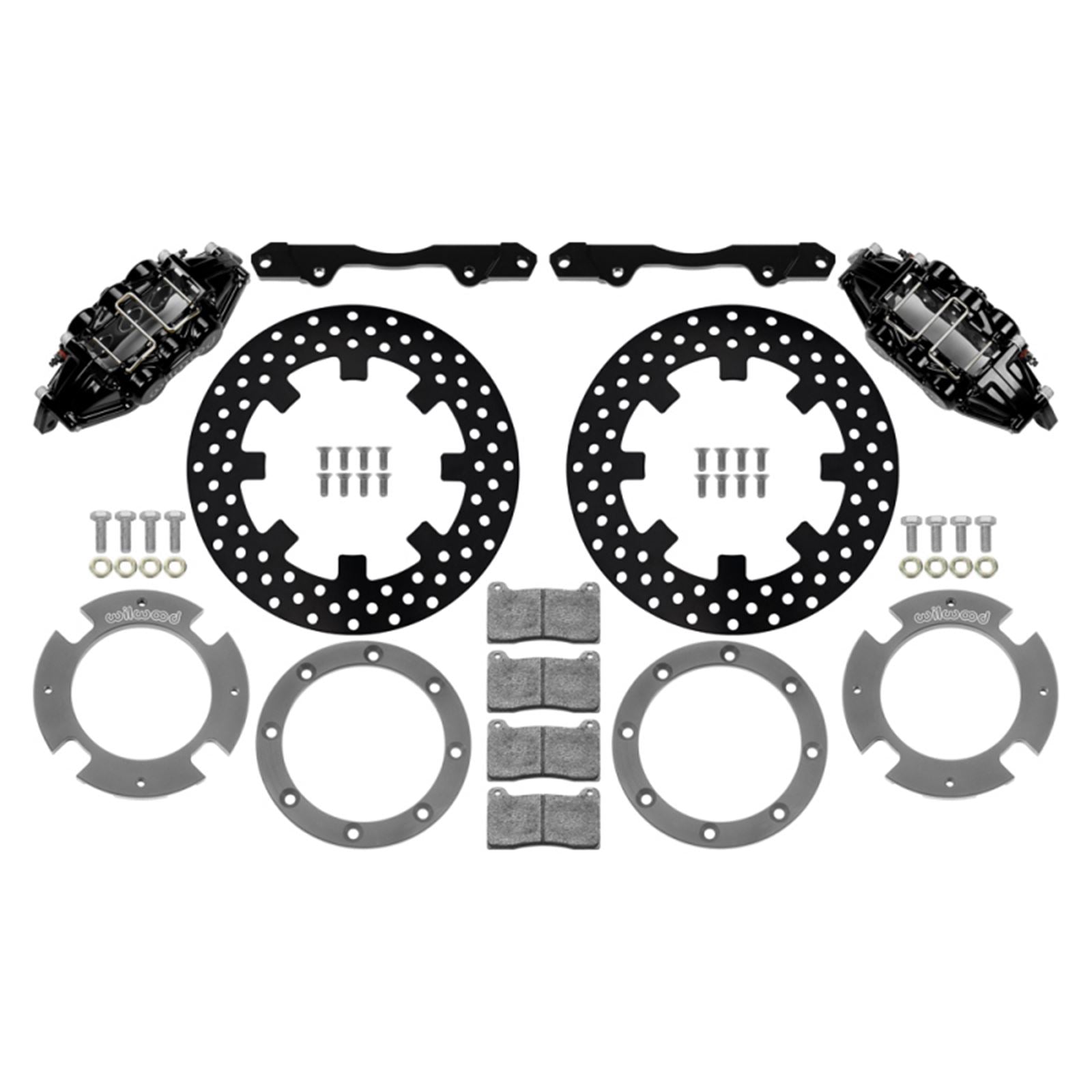 Wilwood 6-Piston Front Kit 11.25in Drilled Rotors for 17-21 CanAm X3RS Black [MPN: 140-16628-D]_1821446