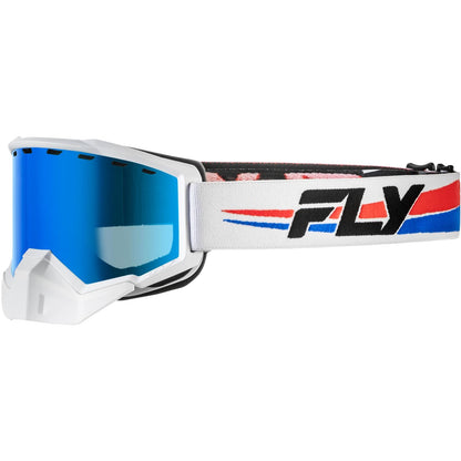 Fly Racing Focus Snow Goggles - White/Red/Blue with Dark Blue Mirror/Smoke Lens [MPN: 37-50087]_1827475