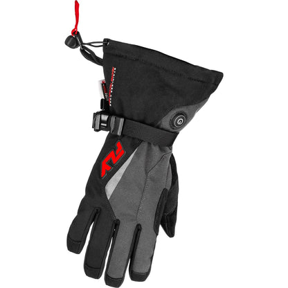 Fly Racing Title Heated Gauntlet Gloves - Grey/Black/Red_1827876