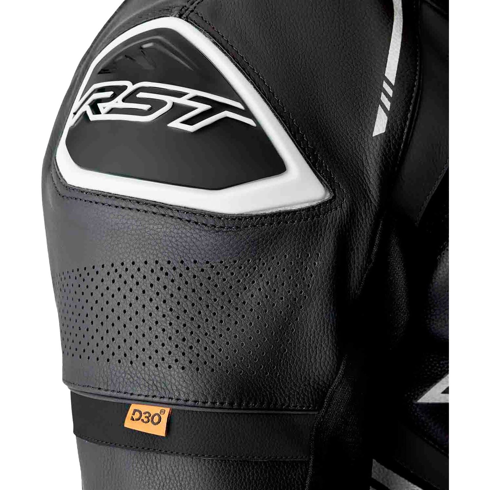 RST Moto S1 D3O Motorcycle Leather Suit - Black/White_1888383