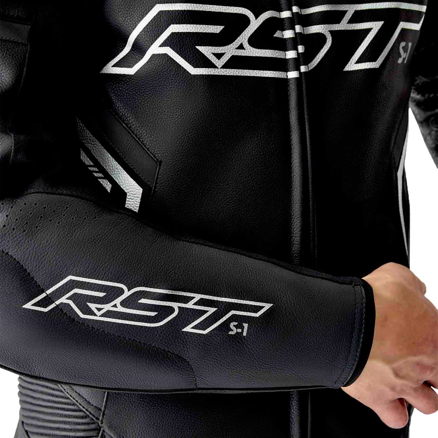 RST Moto S1 D3O Motorcycle Leather Suit - Black/White_1888918