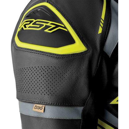 RST Moto S1 D3O Motorcycle Leather Suit - Black/Grey/Flo Yellow_1836660