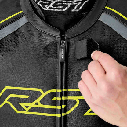 RST Moto S1 D3O Motorcycle Leather Suit - Black/Grey/Flo Yellow_1836662