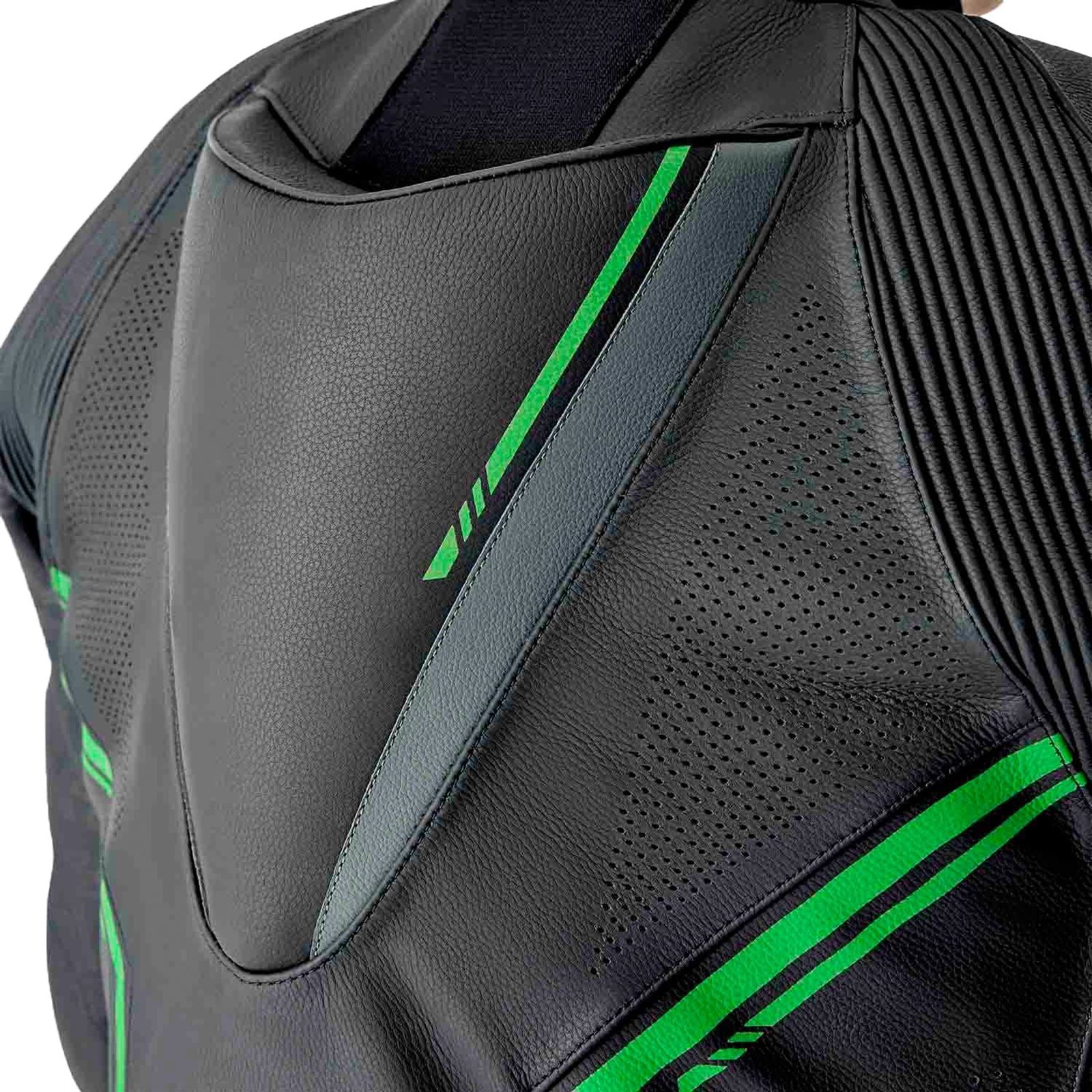 RST Moto S1 D3O Motorcycle Leather Suit - Black/Grey/Flo Green_1838230