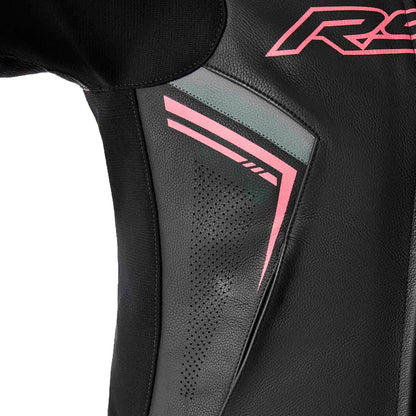 RST Moto S1 D3O Leather Ladies Jacket - Black/Flo Pink_1836922