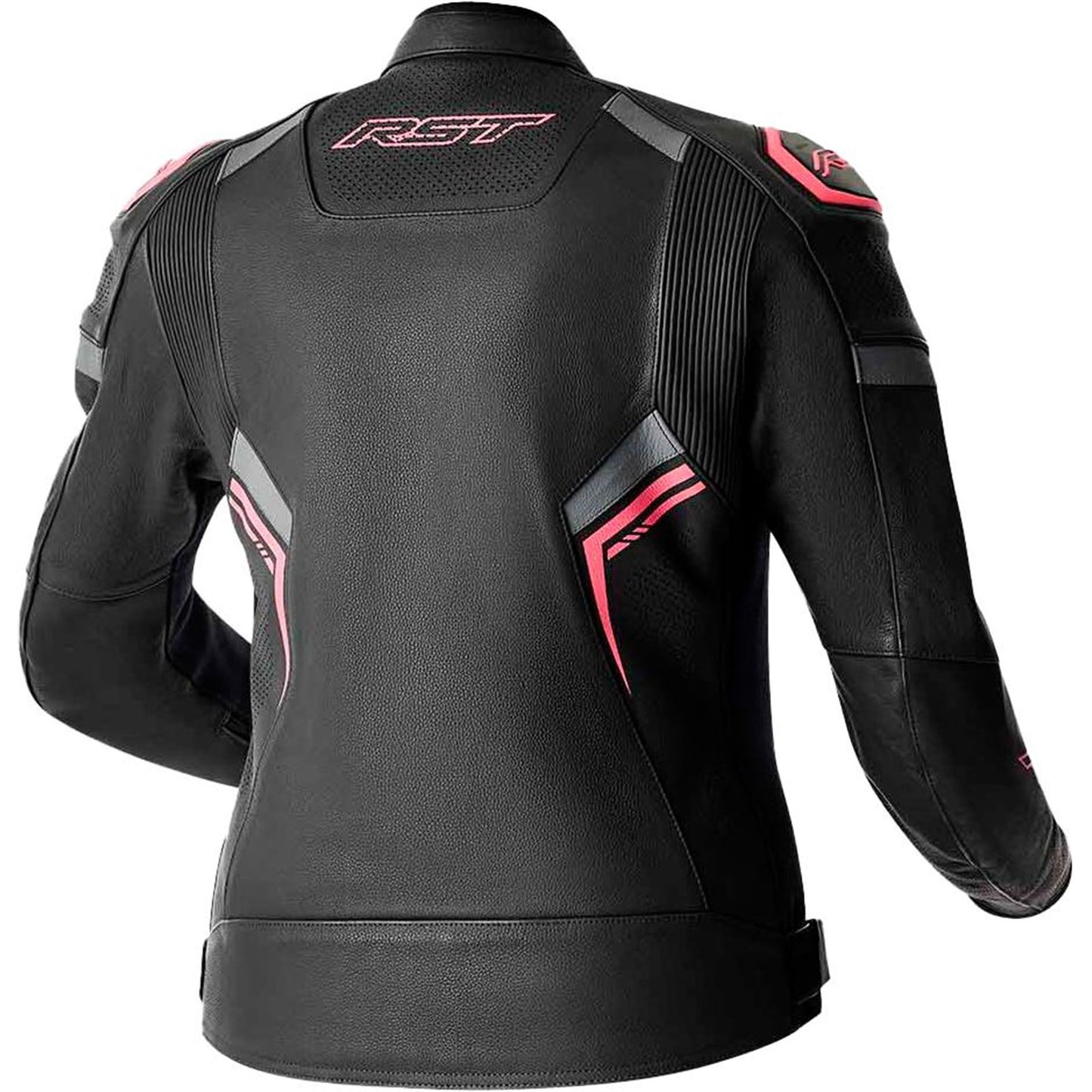 RST Moto S1 D3O Leather Ladies Jacket - Black/Flo Pink_1837376