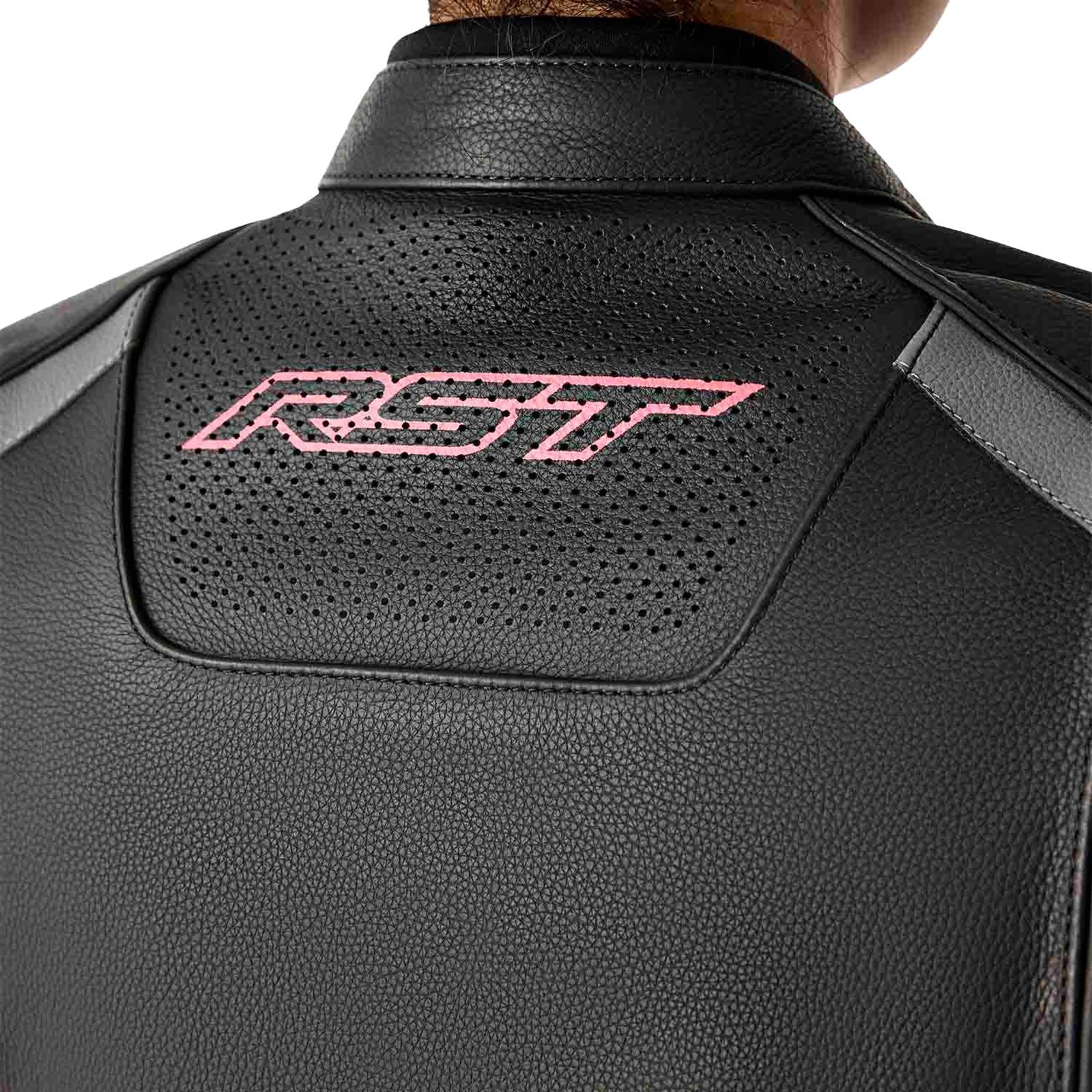 RST Moto S1 D3O Leather Ladies Jacket - Black/Flo Pink_1838350