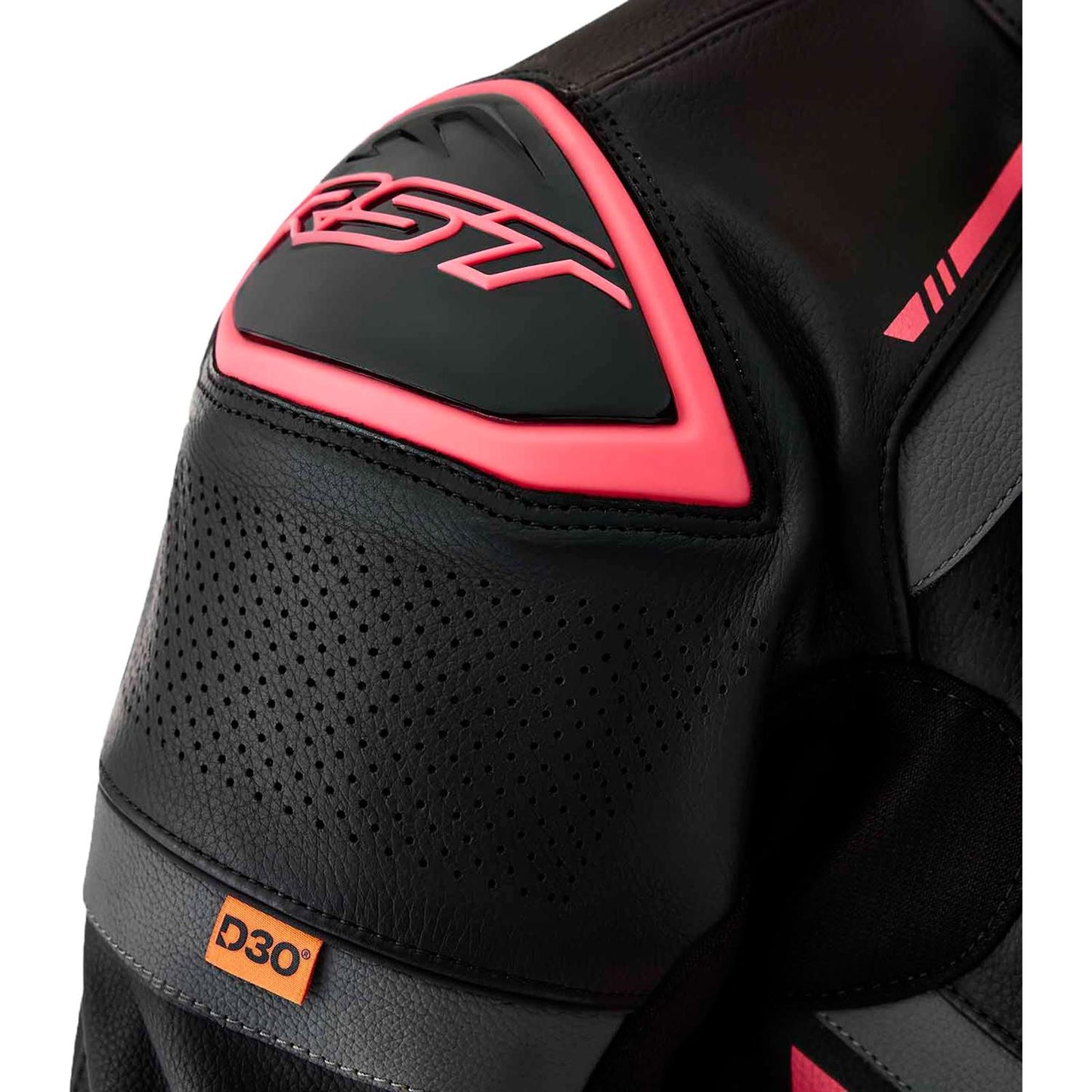 RST Moto S1 D3O Leather Ladies Jacket - Black/Flo Pink_1838369