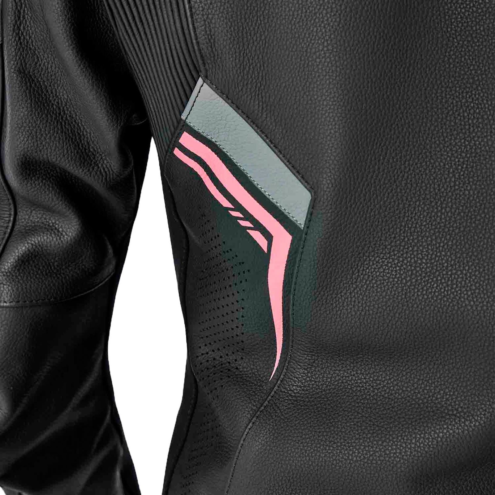 RST Moto S1 D3O Leather Ladies Jacket - Black/Flo Pink_1839240