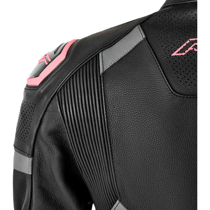RST Moto S1 D3O Leather Ladies Jacket - Black/Flo Pink_1839423