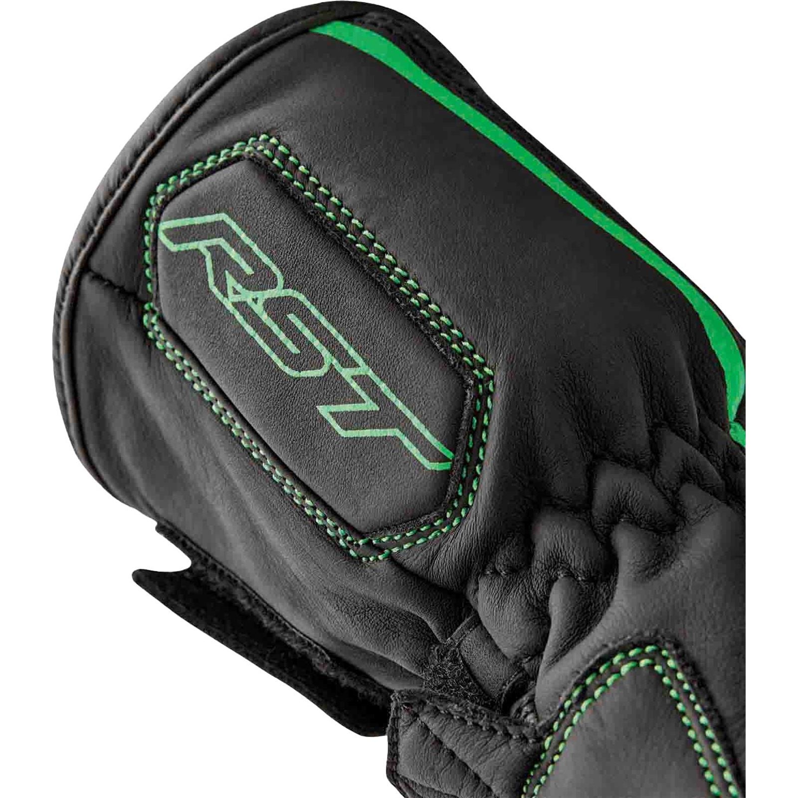 RST Moto S1 D3O Leather Gloves - Black/Flo-Green_1839494