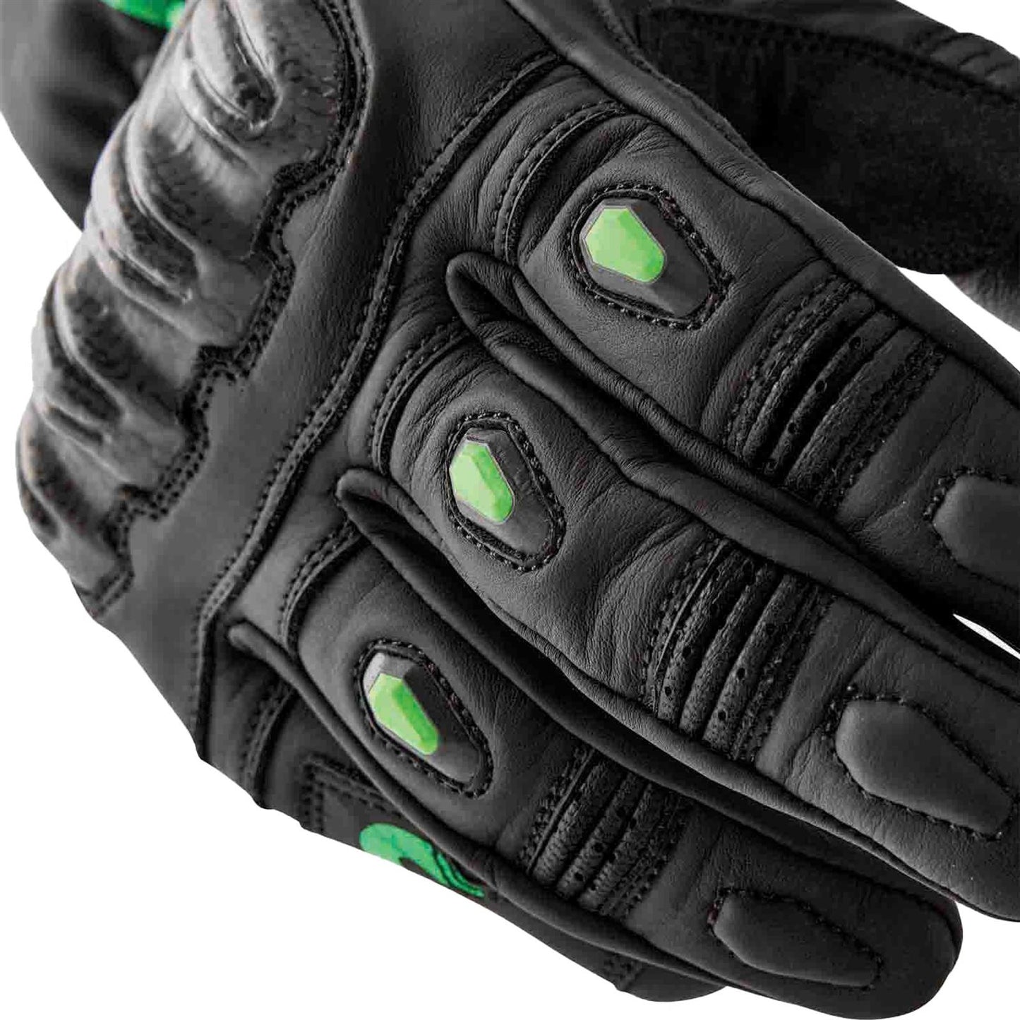 RST Moto S1 D3O Leather Gloves - Black/Flo-Green_1837382