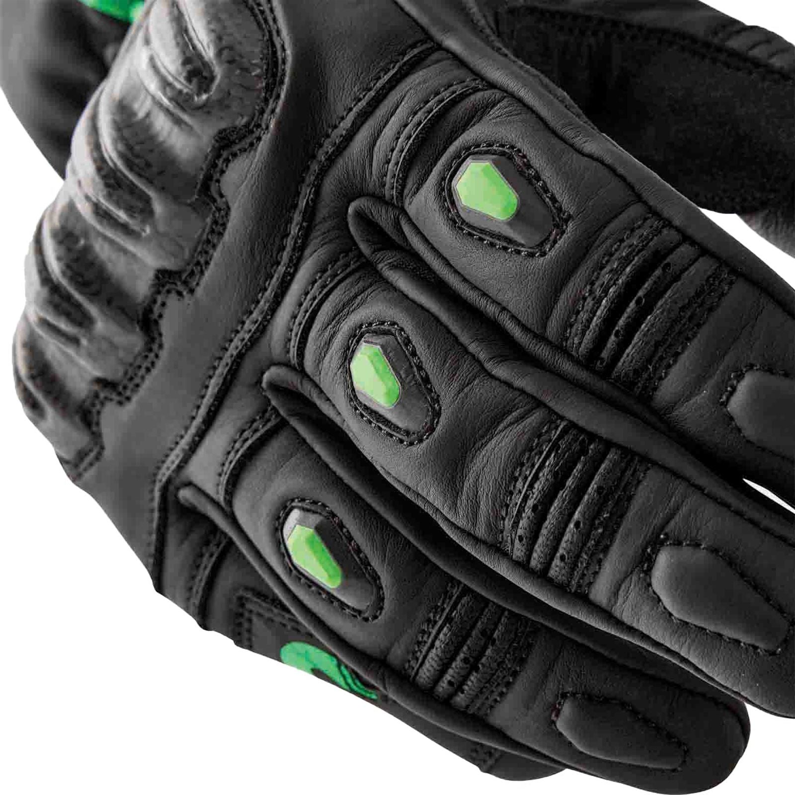 RST Moto S1 D3O Leather Gloves - Black/Flo-Green_1837382