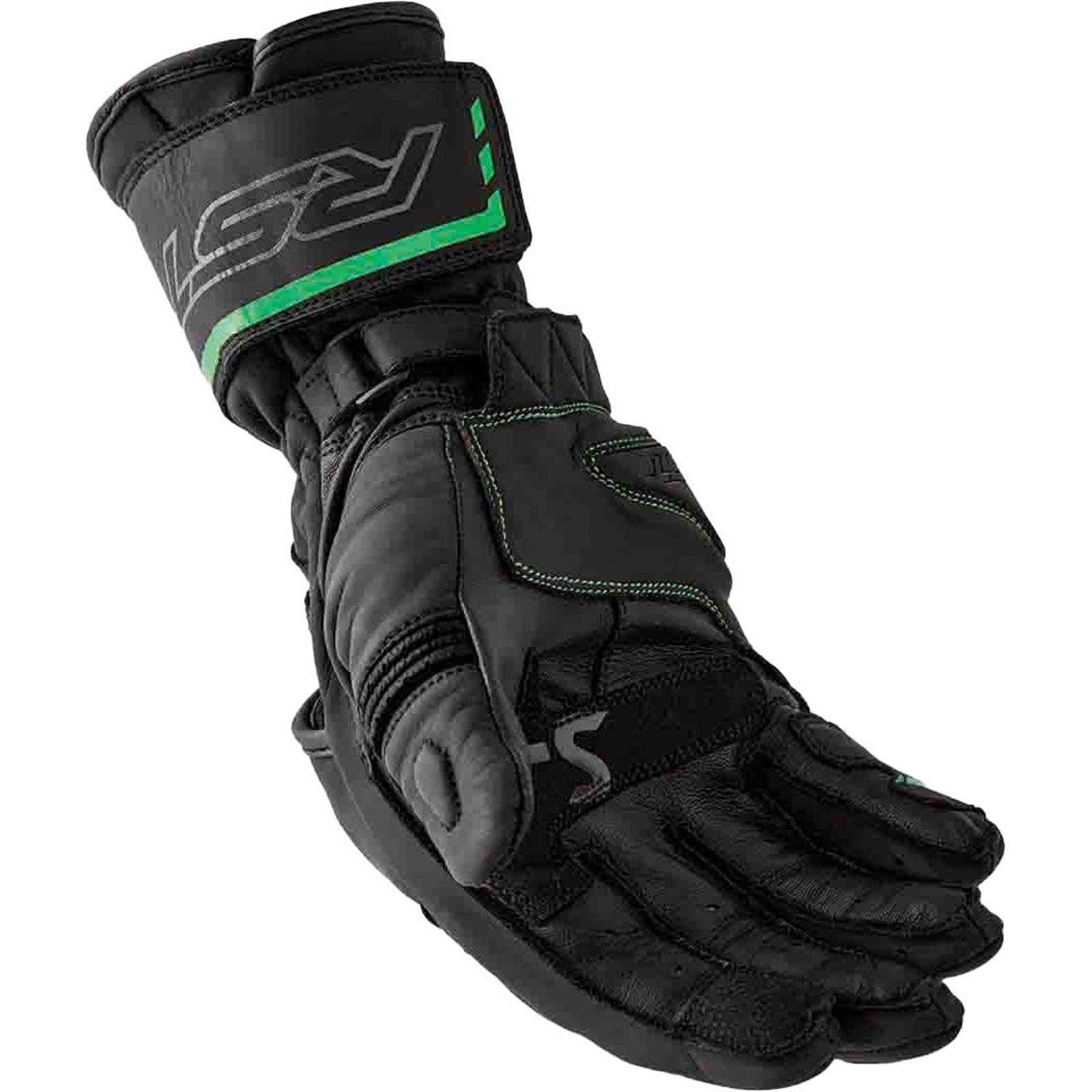 RST Moto S1 D3O Leather Gloves - Black/Flo-Green_1837492
