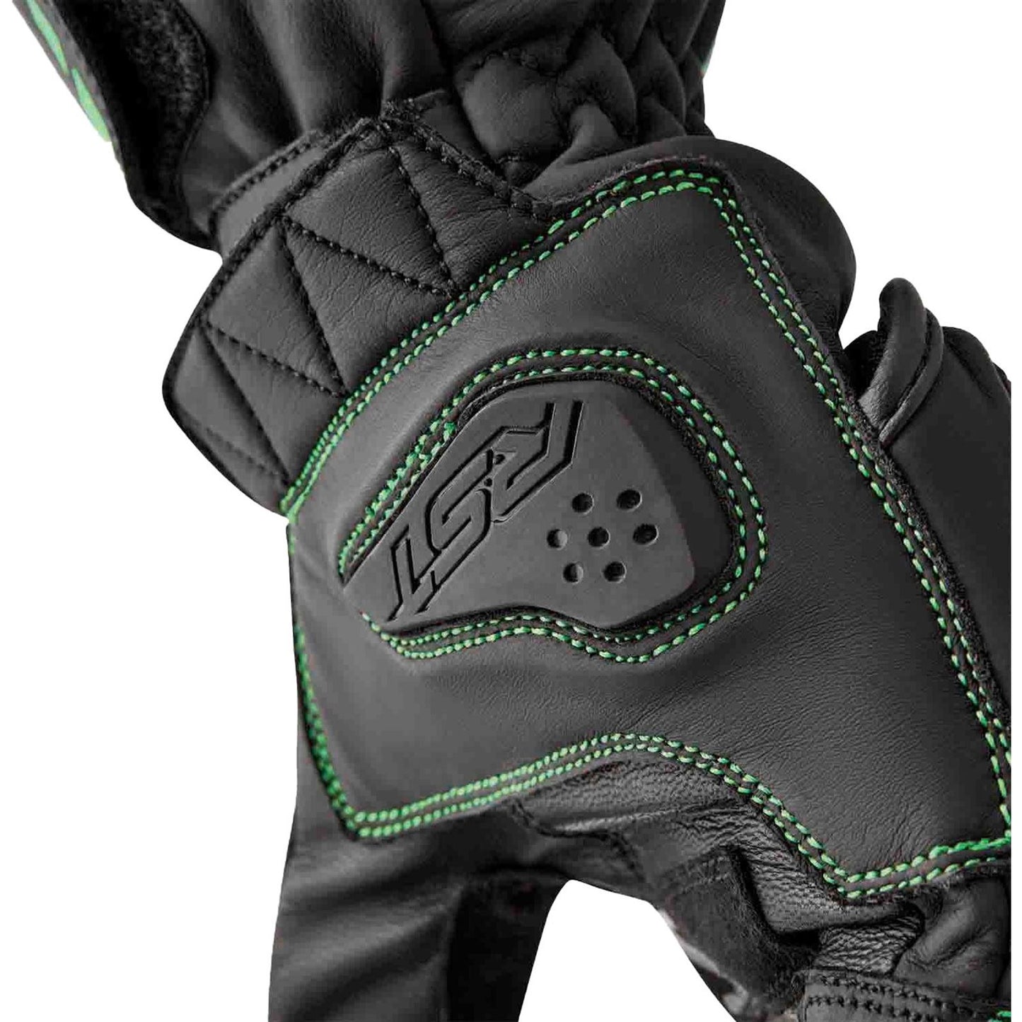 RST Moto S1 D3O Leather Gloves - Black/Flo-Green_1838378