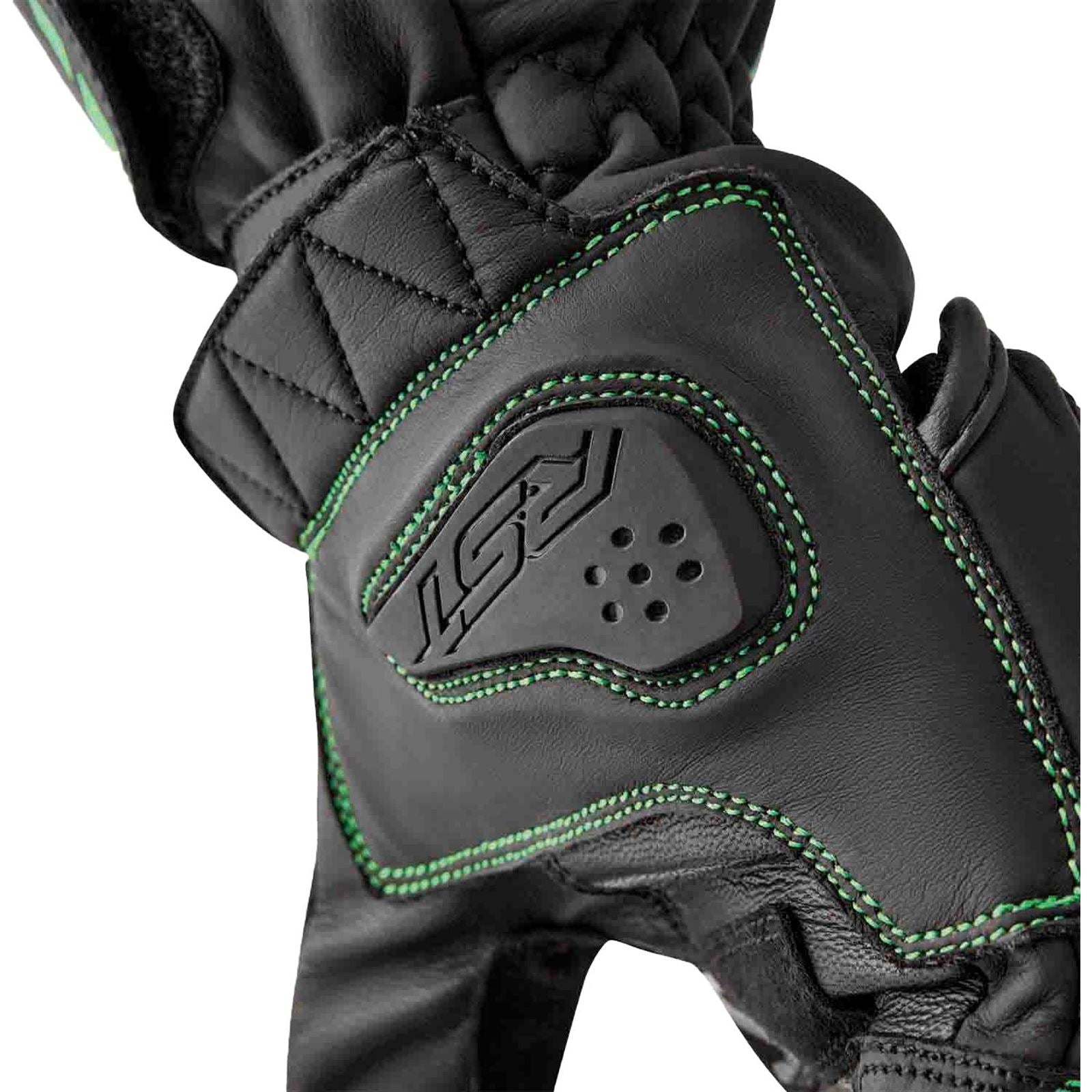 RST Moto S1 D3O Leather Gloves - Black/Flo-Green_1838378