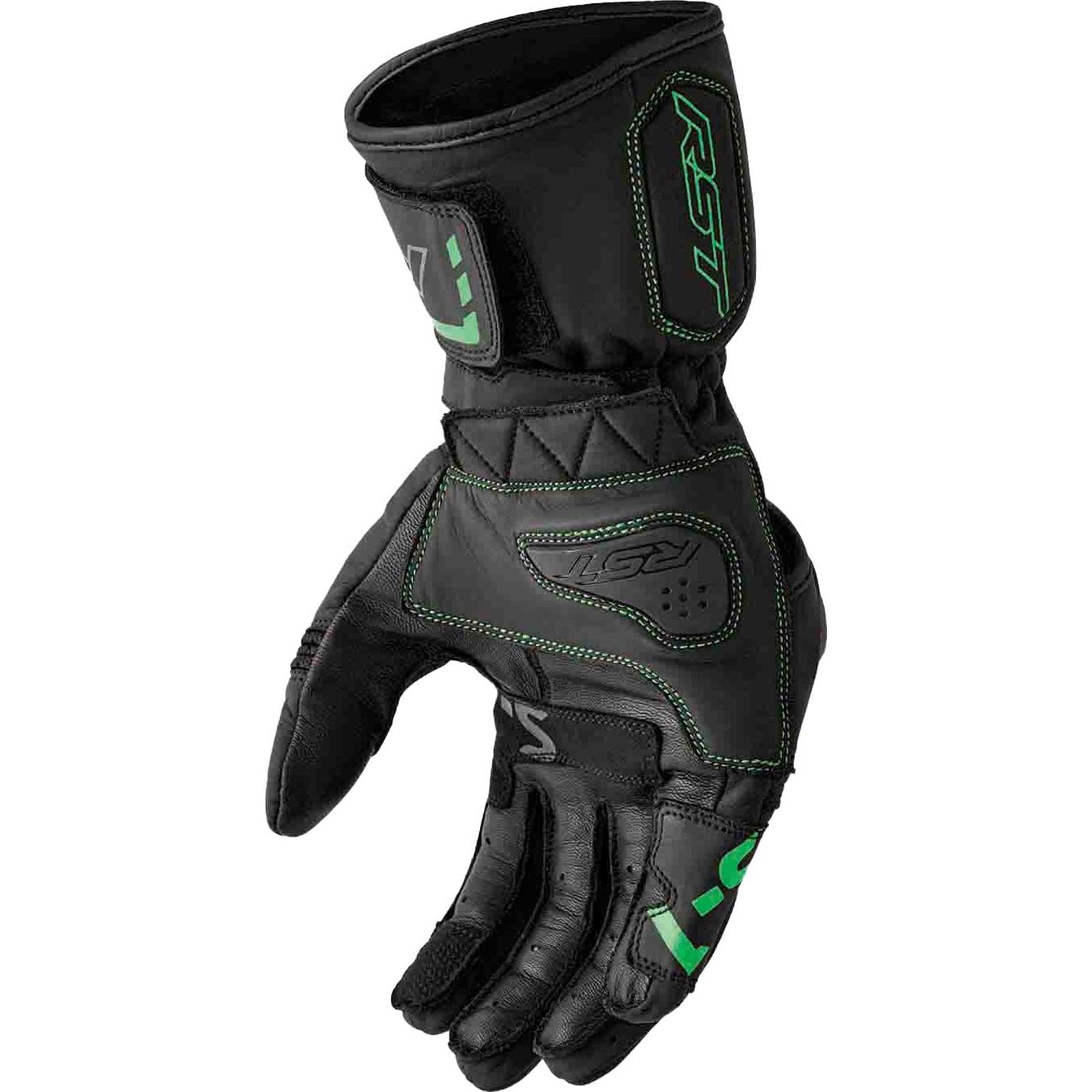 RST Moto S1 D3O Leather Gloves - Black/Flo-Green_1839210