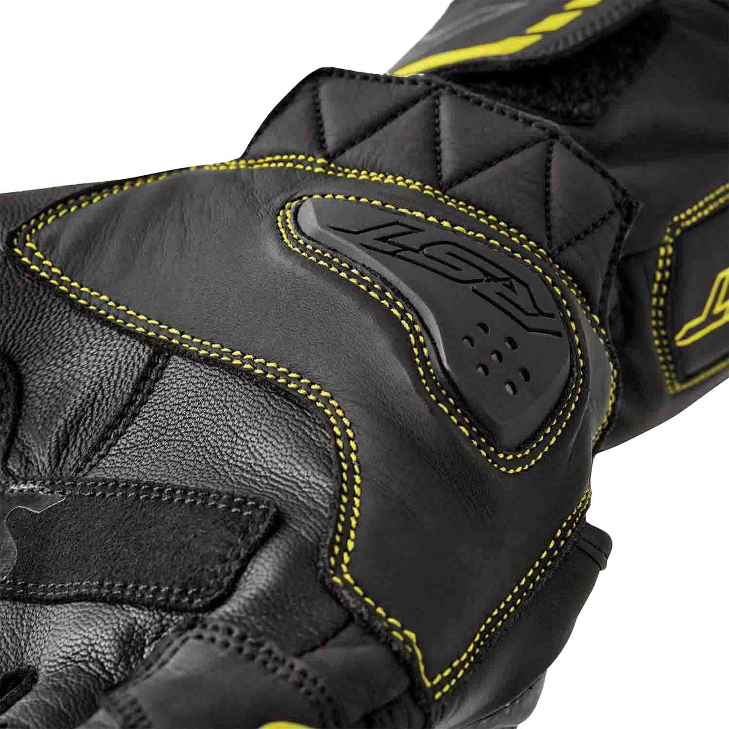 RST Moto S1 D3O Leather Gloves - Black/Flo-Yellow_1837211