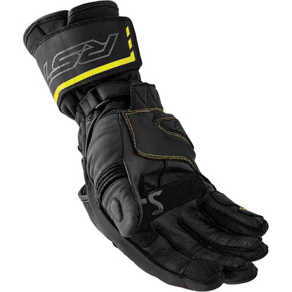 RST Moto S1 D3O Leather Gloves - Black/Flo-Yellow_1839025