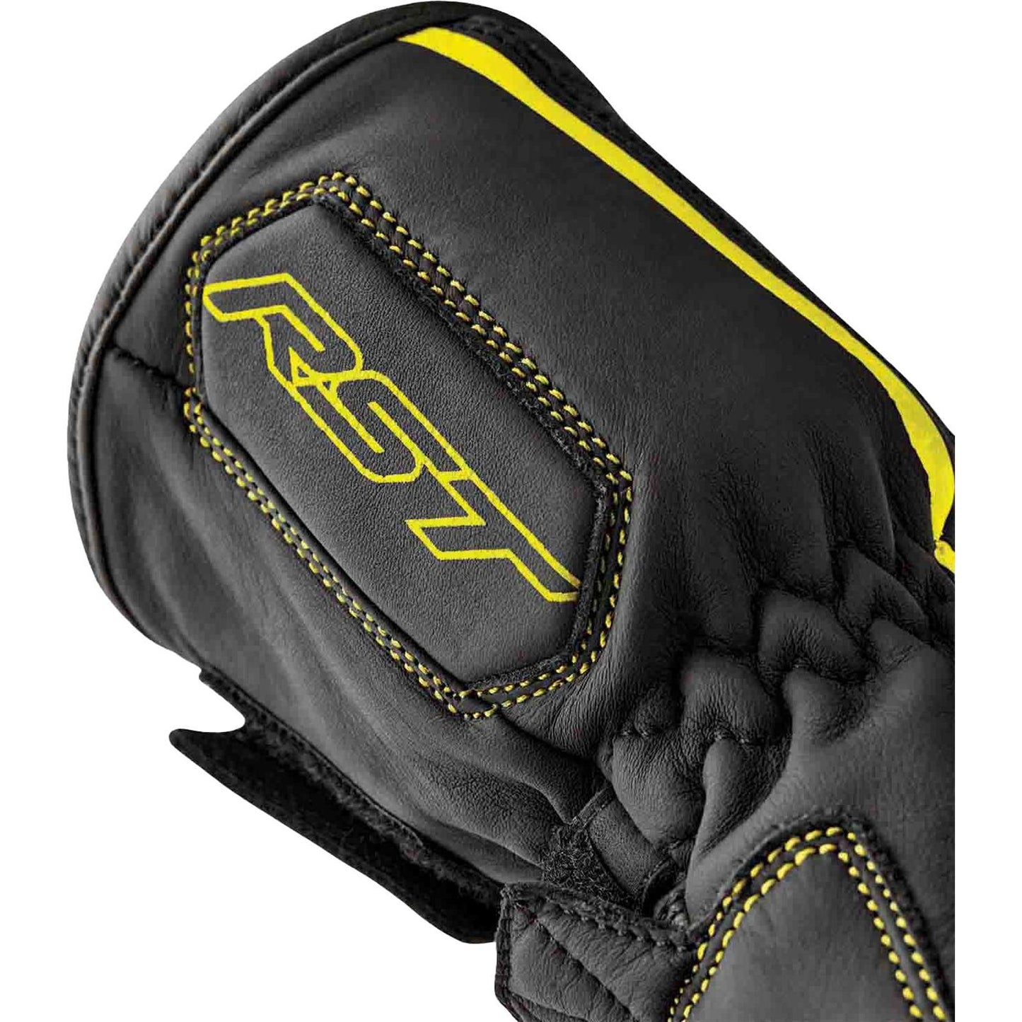 RST Moto S1 D3O Leather Gloves - Black/Flo-Yellow_1837559