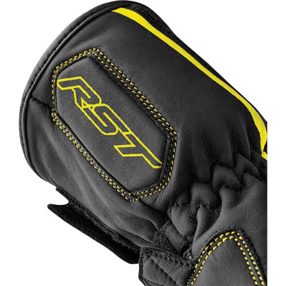 RST Moto S1 D3O Leather Gloves - Black/Flo-Yellow_1837559