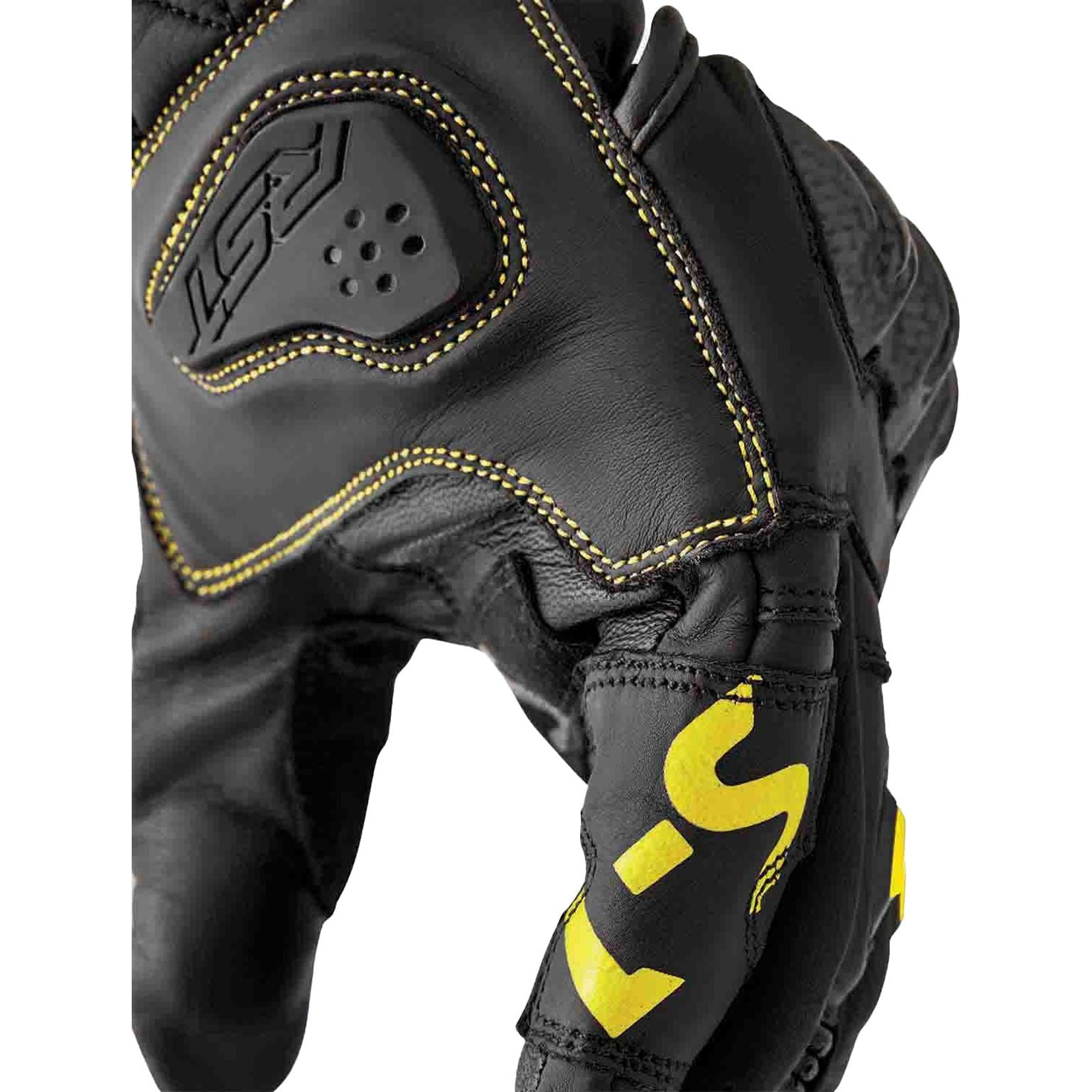 RST Moto S1 D3O Leather Gloves - Black/Flo-Yellow_1838802