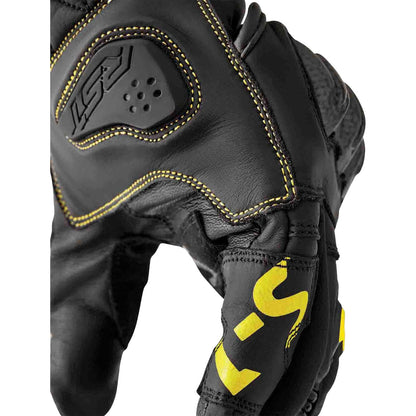 RST Moto S1 D3O Leather Gloves - Black/Flo-Yellow_1838802