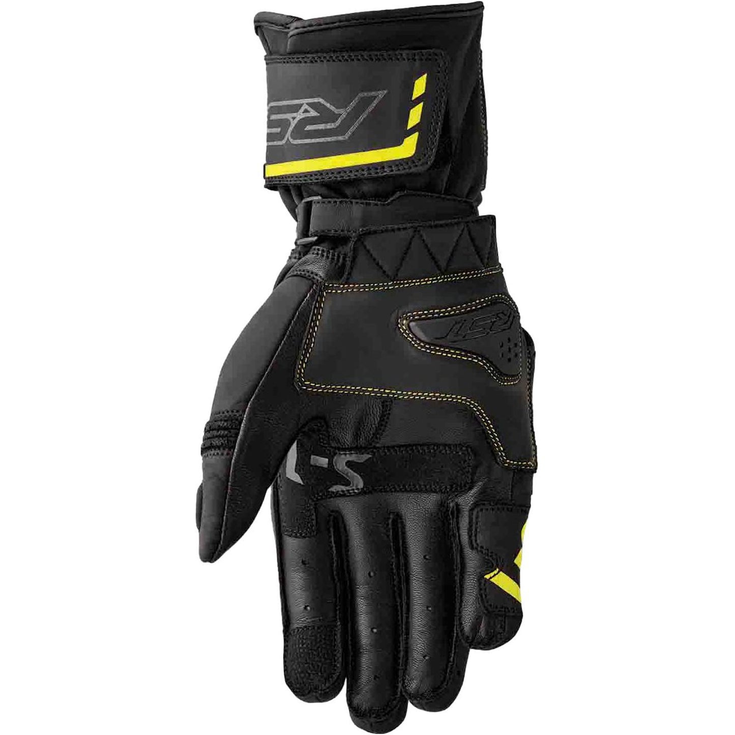 RST Moto S1 D3O Leather Gloves - Black/Flo-Yellow_1838922